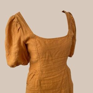 Linen Puff Sleeve Scoop Neck Dress by Madewell - size 00